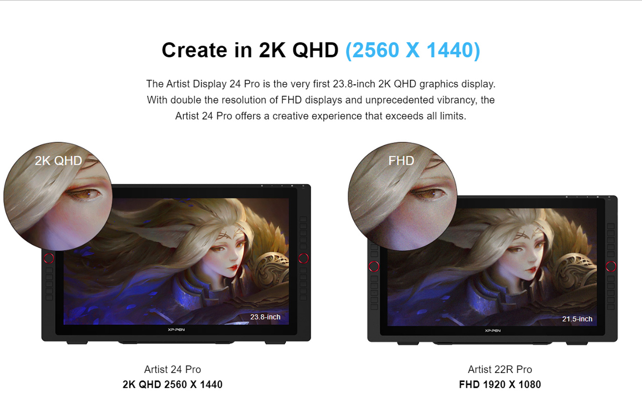 XP-PEN Artist24 Pro Drawing Monitor 24 Inch Pen Display Graphic Monitor ...